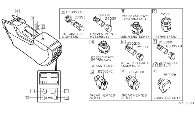 2015 Infiniti QX60  Ring-Cigarette Lighter Diagram for 253393JA0A