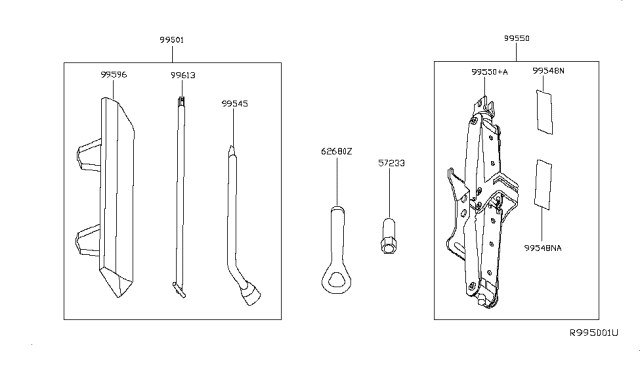 2014 Infiniti QX60  Rod-Jack Handle Diagram for 995527S200