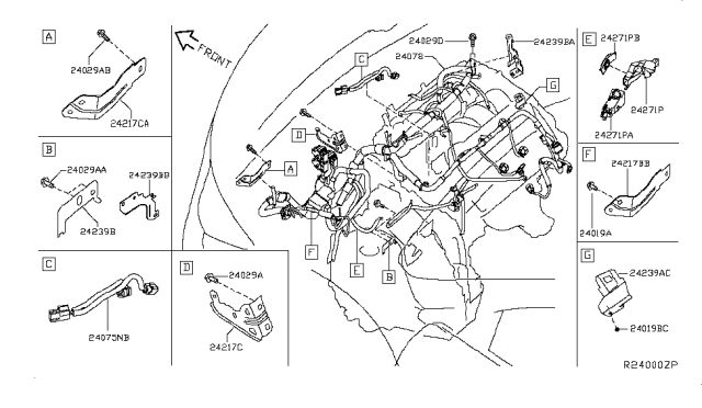 2013 Infiniti JX35  Bracket-Harness Clip Diagram for 24239JA11A