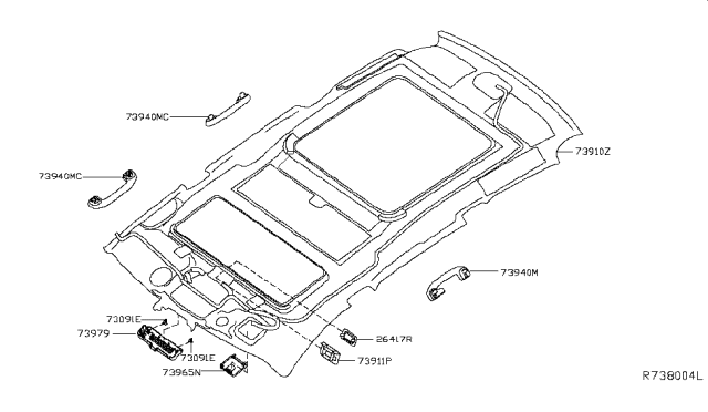 2013 Infiniti JX35  Finisher-Sunroof Switch Diagram for 264173JA0A