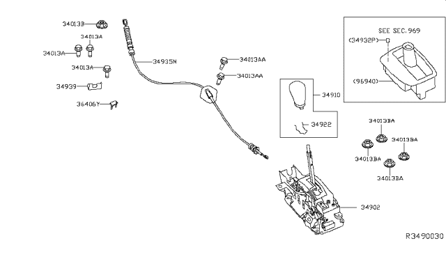 2017 Infiniti QX60  Bracket-Cable Mounting Diagram for 349393KA0A