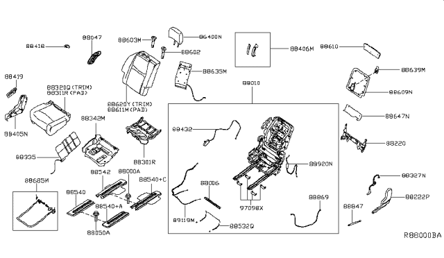 2019 Infiniti QX60  Lever Lock Release, Rear Diagram for 884173JA2A