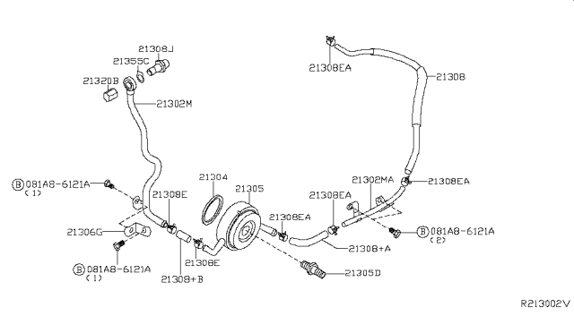 2014 Infiniti QX60 Hose-Water Diagram for 213063JA0B