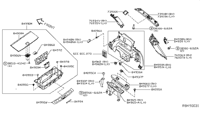 2017 Infiniti QX60  Felt-Luggage Floor, LH Diagram for 849453JA0A