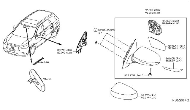2016 Infiniti QX60 Mirror Assy-Outside, LH Diagram for 963023JA9A