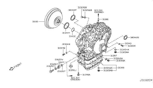 2013 Infiniti JX35  Seal - O Ring Diagram for 315261XA00