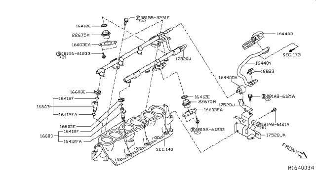 2015 Infiniti QX60 Clamp Injector Diagram for 175715L30B
