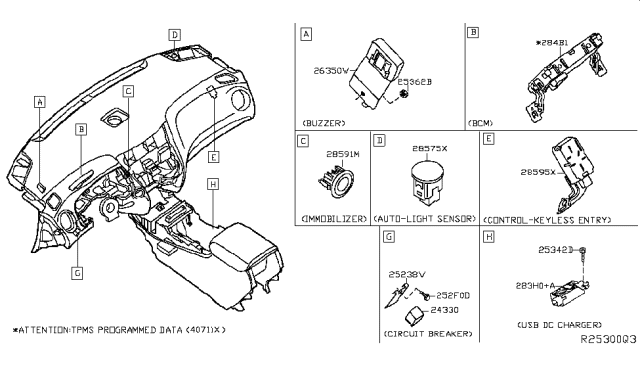 2018 Infiniti QX60  Body Control Module Controller Assembly Diagram for 284B19NR1A