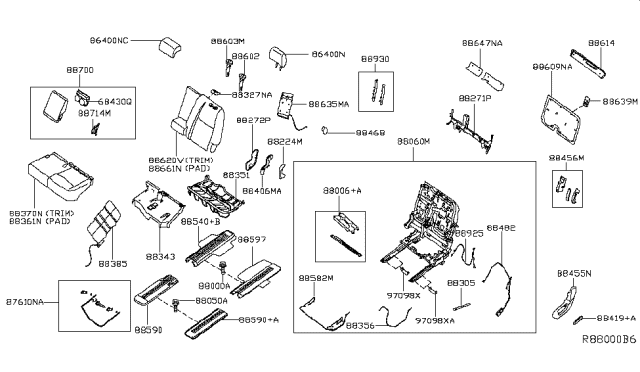 2019 Infiniti QX60  Trim Cushion Rear Diagram for 883703JA6A
