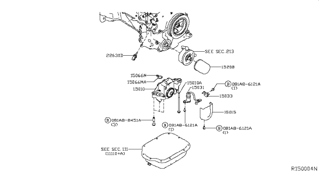 2018 Infiniti QX60 Cover-Oil Pump Diagram for 150156KA0A