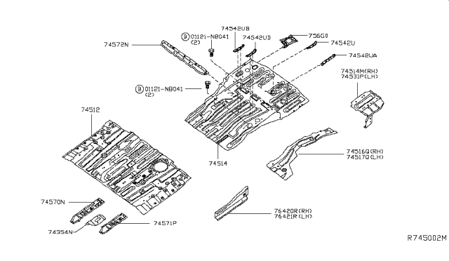 2013 Infiniti JX35 Support Assy-Rear Seat Back Diagram for G45203JAMA