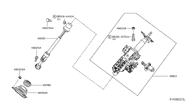 2013 Infiniti JX35  Column Assy-Steering, Upper Diagram for 488103JA1A