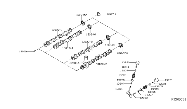 2017 Infiniti QX60 Camshaft Assy Diagram for 130206KA0A