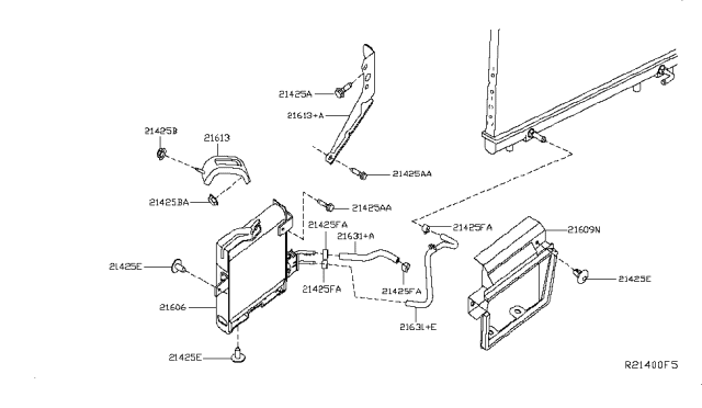 2014 Infiniti QX60  Hose - Auto Transmission Oil Cooler Diagram for 216353JA0A