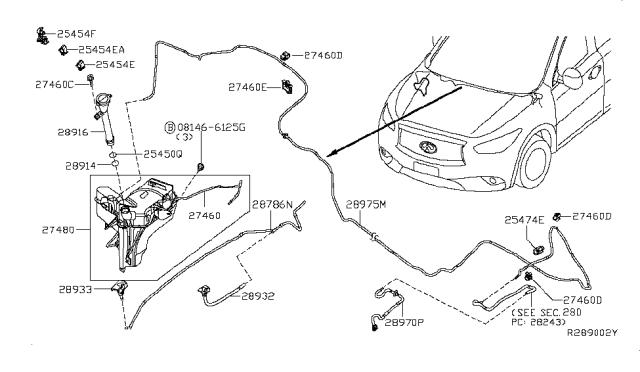 2013 Infiniti JX35  Hose-Washer Diagram for 289353JA0A