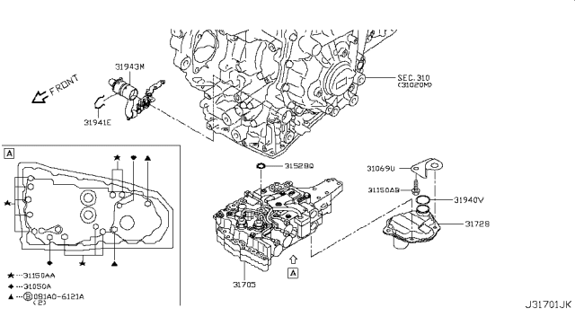 2014 Infiniti QX60  Terminal Assy Diagram for 319431XF01