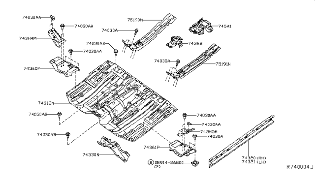 2017 Infiniti QX60 Sill-Inner, RH Diagram for G64509NBAA