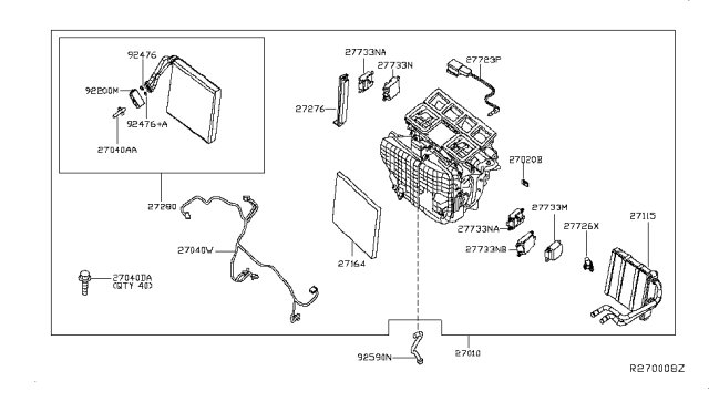 2019 Infiniti QX60 Evaporator Assy-Front Diagram for 272803JC3A