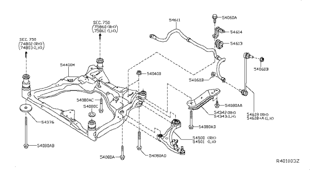 2017 Infiniti QX60 Nut Diagram for 54588JA005