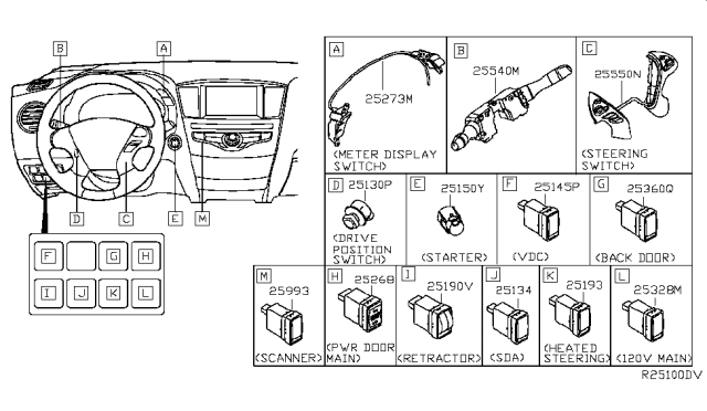 2015 Infiniti QX60  Switch Assy-Ignition Diagram for 251503JV0A