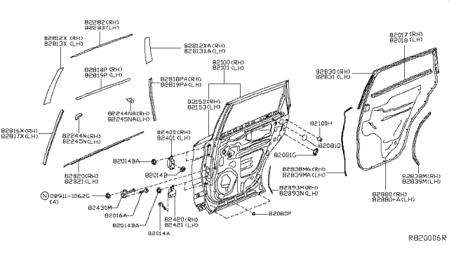 2017 Infiniti QX60  Door Rear LH Diagram for 821013JC0A