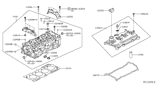 2015 Infiniti QX60  Bracket - CAMSHAFT Angle Sensor Diagram for 130553TA0A