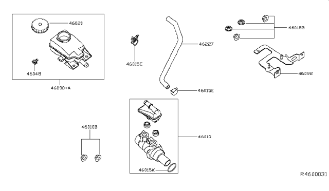 2017 Infiniti QX60 Cylinder Assy-Brake Master Diagram for 460103JV0A