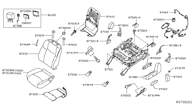 2017 Infiniti QX60  Harness-Sub, Front Seat Diagram for 870693JA8B