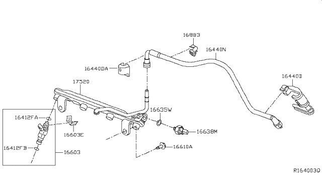2015 Infiniti QX60  Hose Fuel Diagram for 164403KY0A