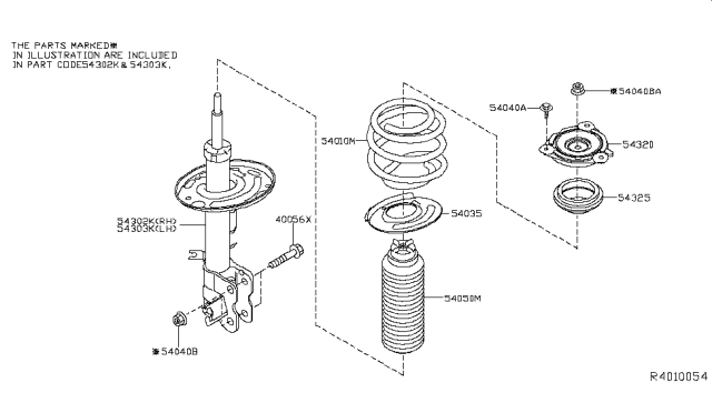 2014 Infiniti QX60 Bearing-Strut Mounting Diagram for 543253JA0A