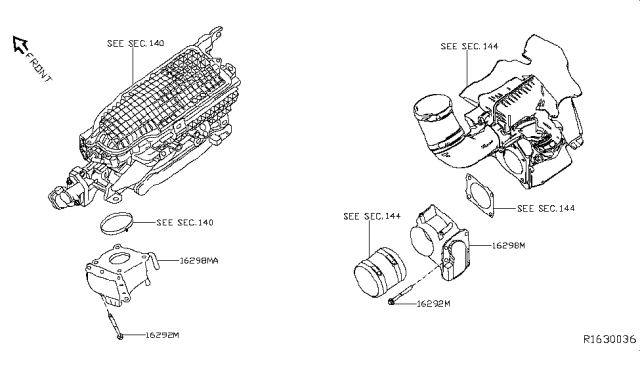 2017 Infiniti QX60  Chamber Assy Throttle Diagram for 161193JA0C