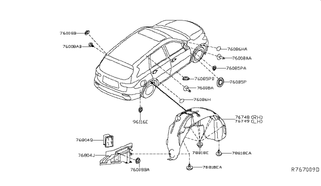 2016 Infiniti QX60 Plug-Rear Panel Diagram for 64890ZX00A