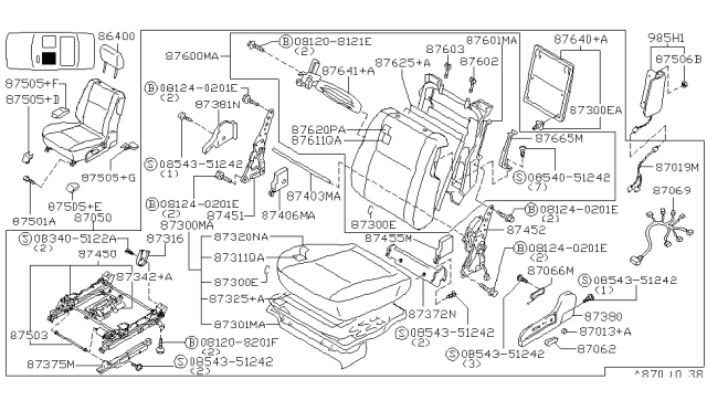 1999 Infiniti Q45 Harness-Front Seat Diagram for 870196P005