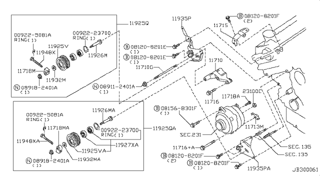 2001 Infiniti Q45 Nut Diagram for 089112401A