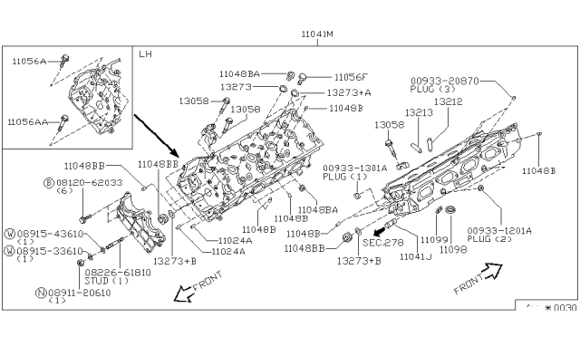 1999 Infiniti Q45  Plug-Ball Diagram for 1105131U00