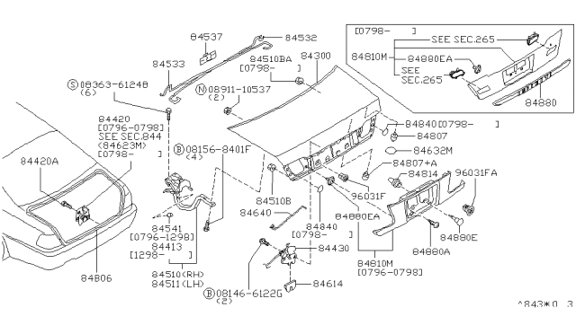 1998 Infiniti Q45  GROMMT SCRW Diagram for 0128100073