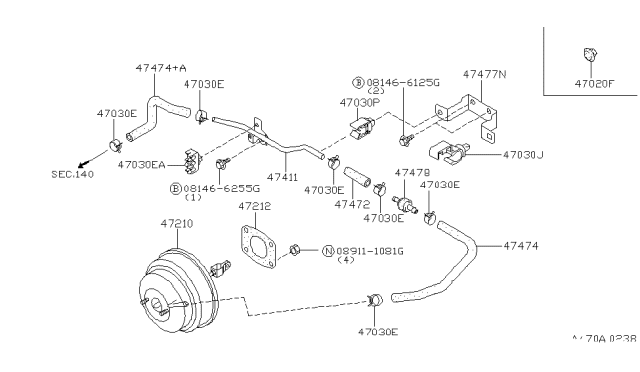 1999 Infiniti Q45  Packing-Booster Diagram for 4721250Y00