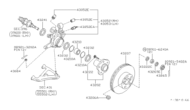 2001 Infiniti Q45  Bolt-Hub Diagram for 432225V200