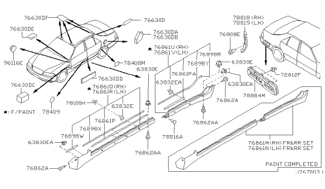 1999 Infiniti Q45 Grommet Diagram for 768486P010