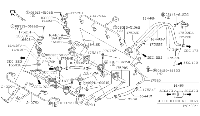 1998 Infiniti Q45  STRAINER Fuel Diagram for 164000W005