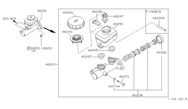 1999 Infiniti Q45  Cap Assembly-Oil Reservoir Tank Diagram for 4602064J21