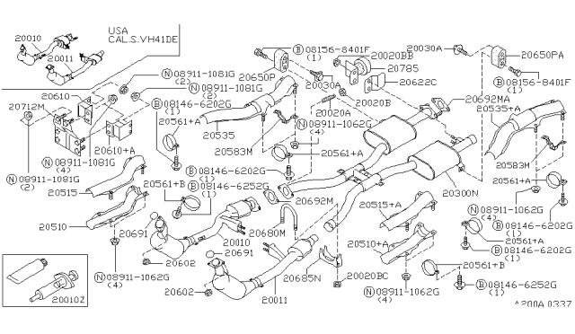 2001 Infiniti Q45  INSULATOR Assembly-Exhaust MOUNTNG Diagram for 2065050A00