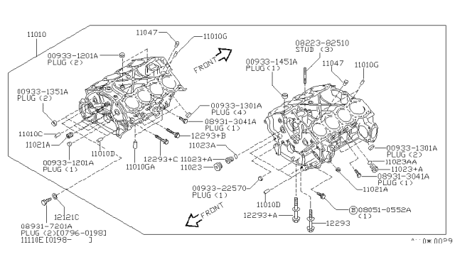 2000 Infiniti Q45  Pin-Dowel, Cylinder Block Diagram for 1102277A00