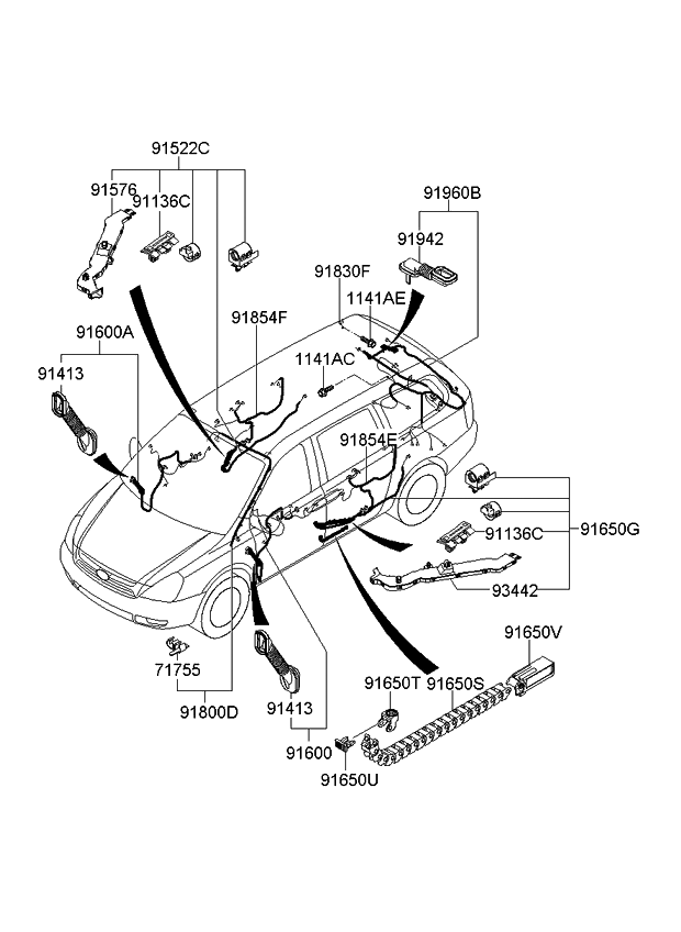 Kia 919954D610 Grommet-Front Door