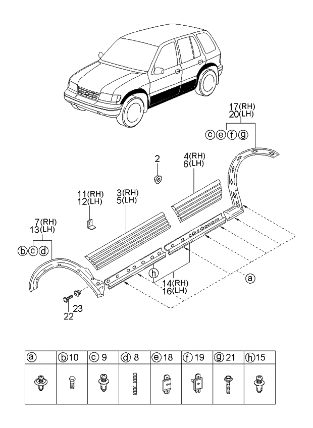 Kia 0K02950830E8Y GARNISH Assembly-Front , LH