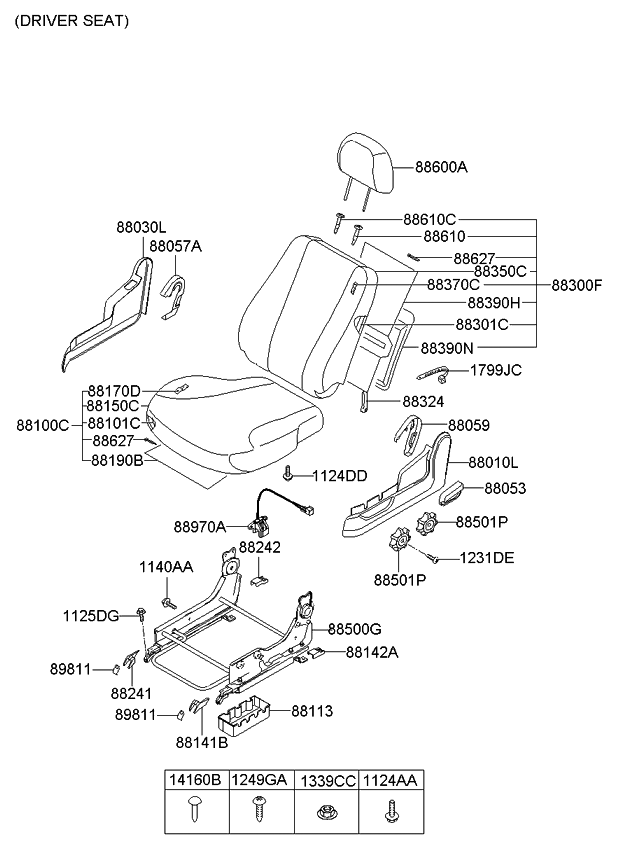 Kia 881011F002 Frame Assembly-Front Seat C