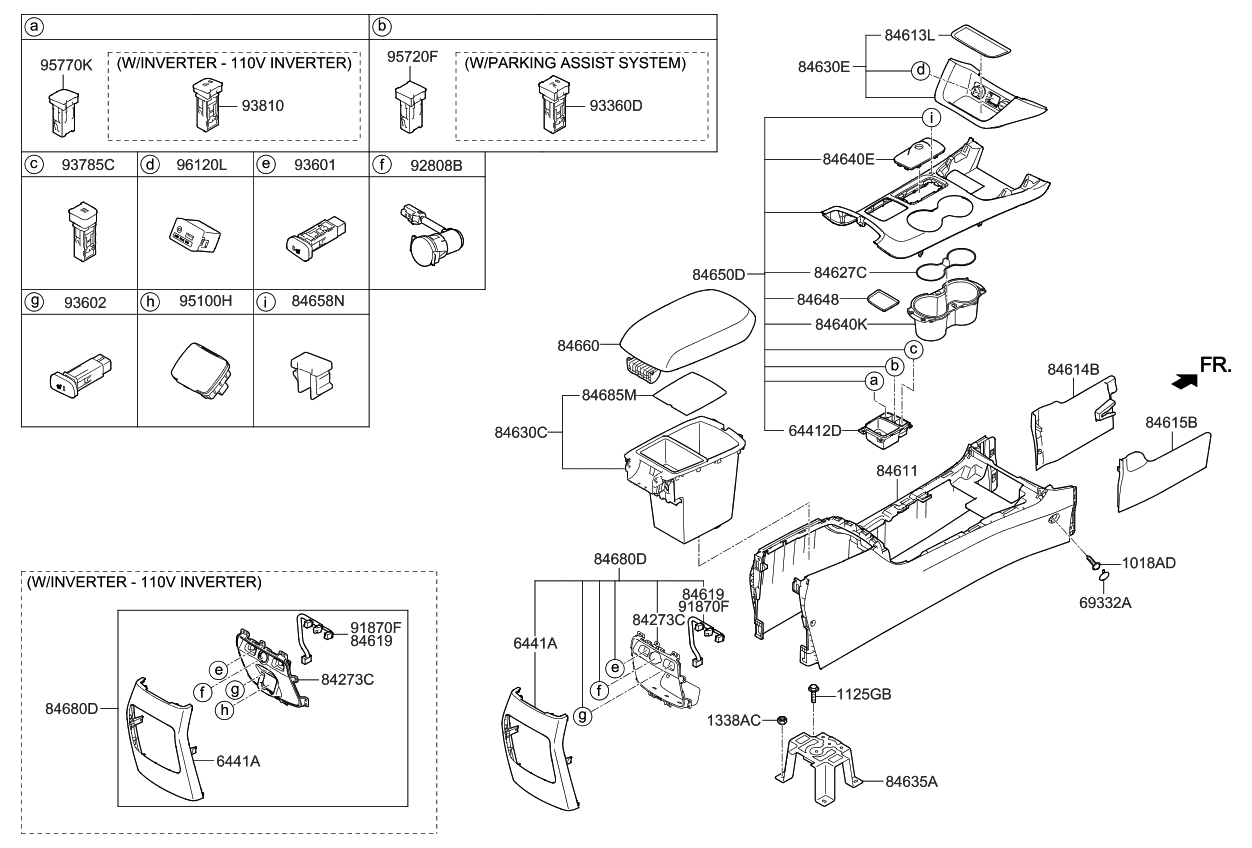Kia 846551U500 Tray-Console, Rear