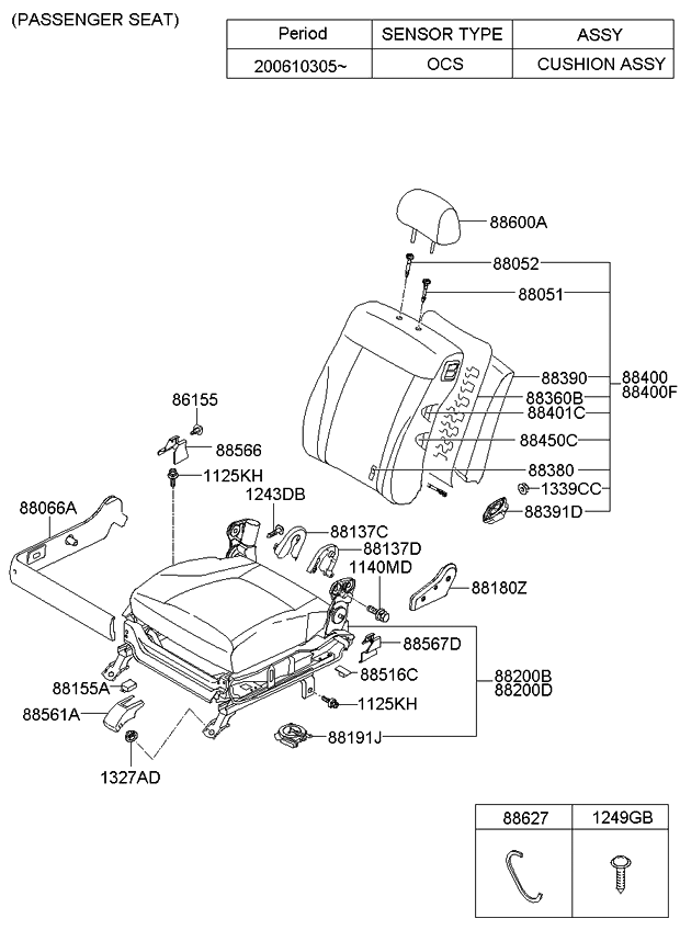 Kia 884503F730 Pad Assembly-Front Seat Back