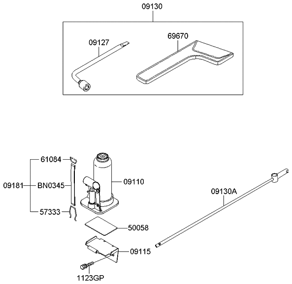 Kia 091803E000 Fixing Assembly, Jack