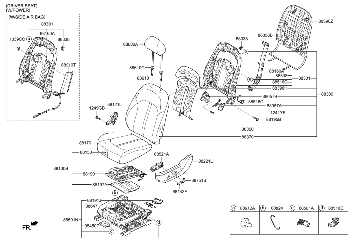 Kia 88380D5020 LUMBAR Support Assembly